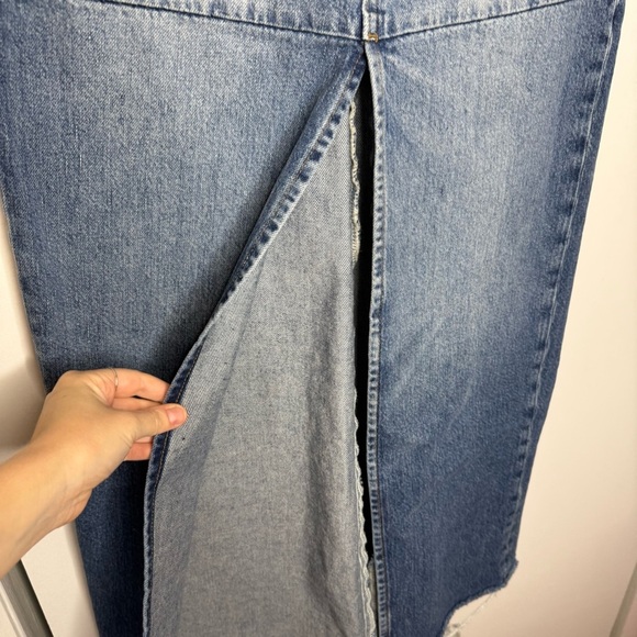 Reformation Tazz Maxi Denim Skirt with Slit - Size 24 - Picture 5 of 13